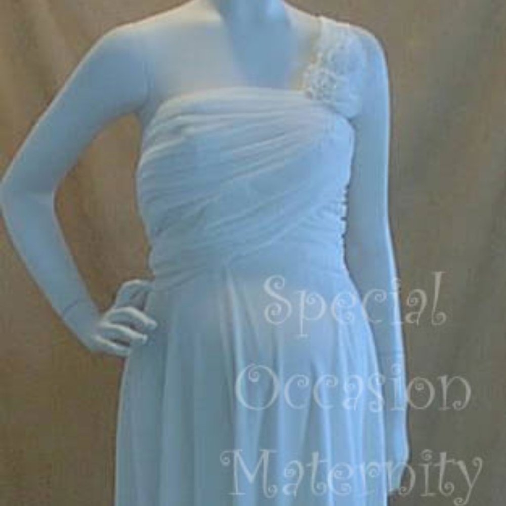 Misses Cocktail White Chiffon Shoulder Dress Plus